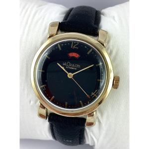 Lecoultre Powermatic Automatic Watch, Black Dial, Power Reserve, 1950s Style, Gold-filled Leather Strap