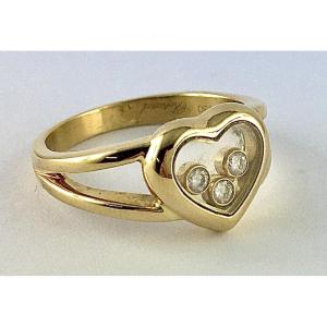 Chopard Happy Diamond Heart Ring In Yellow Gold And Moving Diamonds
