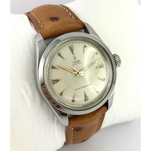 Tudor Oyster Small Rose Mechanical Hand-wound Watch, Year 1955, Steel On Leather