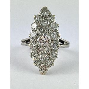 Marquise Ring Brilliant Cut Diamonds On White Gold