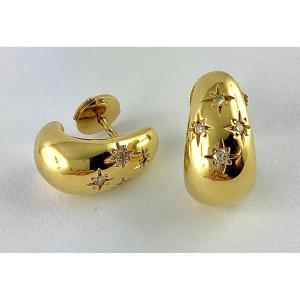 Half-creole Earrings Constellation Drops Diamonds On Yellow Gold