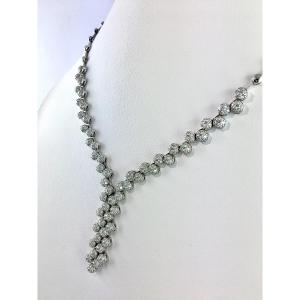 Necklace Tie Pavages Diamond Domes On White Gold