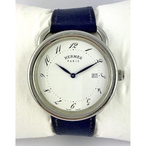 Hermès Arceau Grand Modèle 2010 Quartz Acier On Original Leather Watch