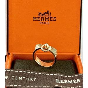 Hermès "collier De Chien" Diamond Pavé Ring In 18k Rose Gold, With Original Box