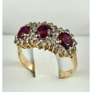 Ruby And Diamond Garter Ring In Pink Gold