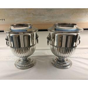 Pair Of 20th-century Silver-plated Metal Water Buckets