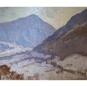Le Sappey And Saint Eynard By Georges Gobo. Mountain Landscape. Oil On Wood Framed