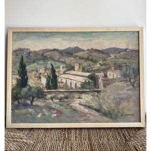 Houses And Hills Of The South Of France. Albert Lepreux. Oil On Canvas. 1930/40