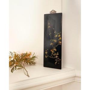 The Flowering Branch. Lacquered Wood Panel By Than Ley Nguyen. Vietnamese Artist.