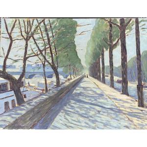 The Banks Of The Seine. Paris. Oil On Canvas.