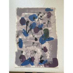 Lithograph By Camille Bryen. Abstract Art. Circa 1940.