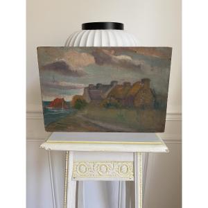 The Breton Village. French School, 19th-20th Century. Oil On Wood