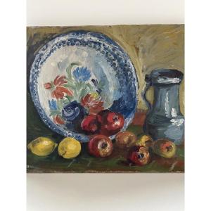 Still Life With Fruit And A Large Platter. 1900. Oil On Canvas