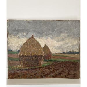 Haystacks. Fernand Alexis Lambert (1868-1935). Painter Of The French School.