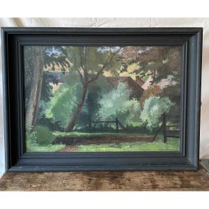 The Village In The Trees. Oil On Canvas. Nature. Early 20th Century