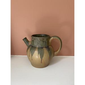 Denbac Stoneware Pitcher With Rooster Motif.