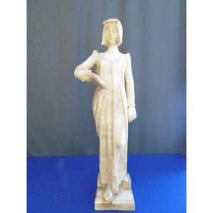 La Liseuse - Alabaster Sculpture