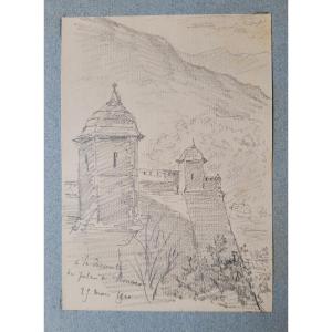 Léon Berville - The Palace Of Monaco - Original Drawing Dated May 25, 1910