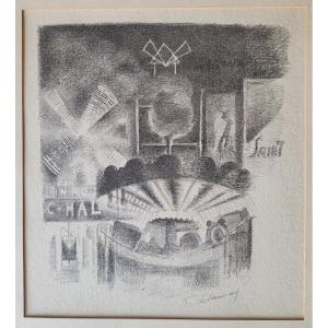 Robert Delaunay (1885-1941) Lithograph Signed In Pen - 1926 - Moulin Rouge - Paris