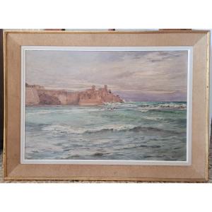 Georges Wallerstein - Seascape At Antibes - Probably Exhibited At The 1896 Salon