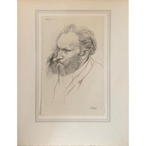 Edgar Degas - Original Heliograph From 1924 - Portrait Of Edouard Manet - Impressionism