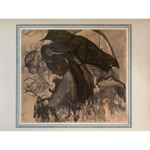 Edgar Degas - Original Heliograph From 1924 - Woman Holding A Parasol - Impressionism