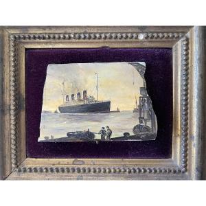 Transatlantic Liner (probably The Rms Titanic Or Rms Olympic) Oil Circa 1911-1914
