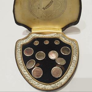 Art Deco (1930). Complete Set Of Tuxedo Studs With Krementz Cufflinks.  