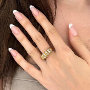 1980s Ring, Princess Cut Diamonds And 18k Yellow Gold