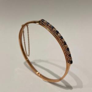 Antique Bracelet In 18 Carat Gold, Sapphires And Diamonds