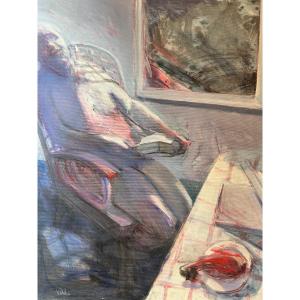 Vasington Doko “homage To Francis Bacon” 1983 Oil Painting On Canvas 110x89 Cm