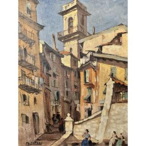 Charles Catteau (1880-1966): “lively Old Nice - Saint Augustine Tower”