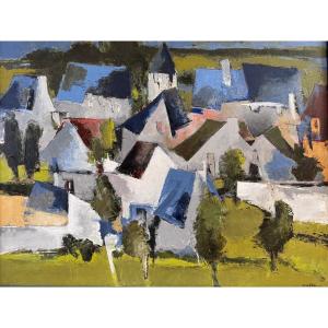 Large Painting By Jacques Daufin (1930-) Oil On Canvas 81x100 Cm