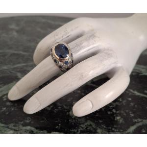 Sapphire And Diamond "ball" Ring