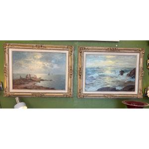 Pair Of Framed "marine" Paintings 