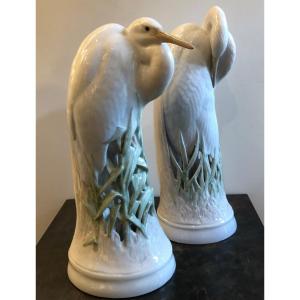 Royal Copenhagen Porcelain Heron Pair  