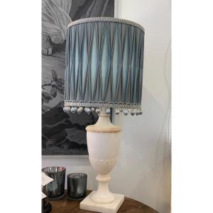 Alabaster Lamp Base With Shmoké Lampshade