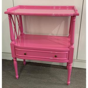 Barbie Pink Lacquered English Style Bedside Table