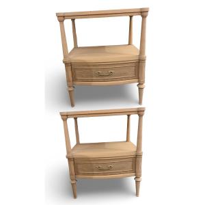 Pair Of Natural Wood Bedside Tables