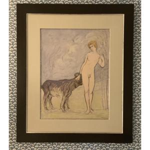 Oil Chalk Signed Pierre Eugene Vibert