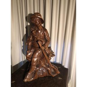 Carved Wooden Hunter From Brienz 