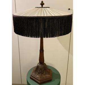 Carved Wooden Desk Lamp 