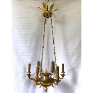 Empire Period Chandelier In Gilt Bronze