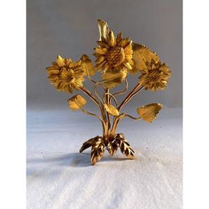 Bouquet Of Flowers In Gilt Bronze For Lyre Pendulum