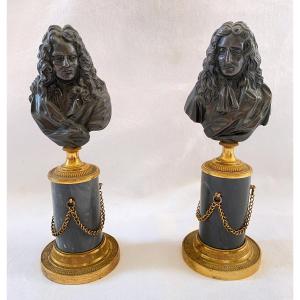 Pair Of Busts Of Vauban And The Fountain