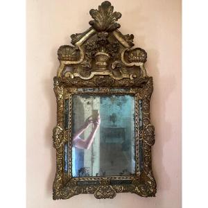 Louis XIV Period Mirror In Silver Wood