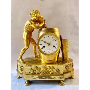 The Winemaker Empire Pendulum In Gilded Bronze