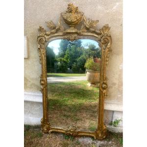Louis XVI Period Mirror In Gilded Wood