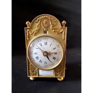 Louis XVI Period Officer's Clock In Gilt Bronze