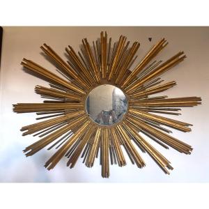 Large Sunburst Mirror In Gilded Wood